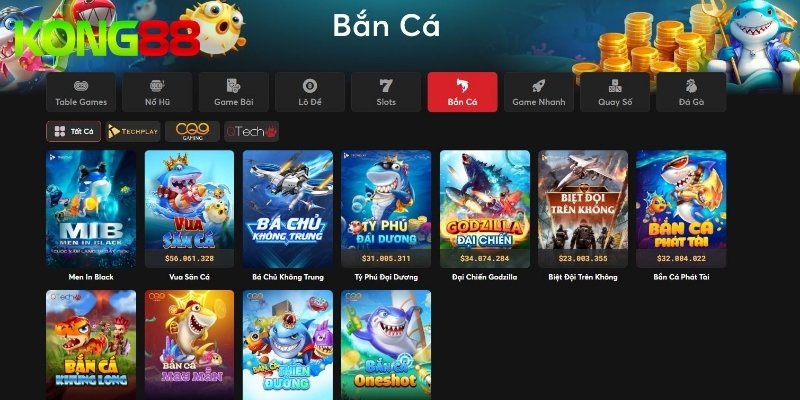 Khám phá kho game bắn cá KONG88 cực chất